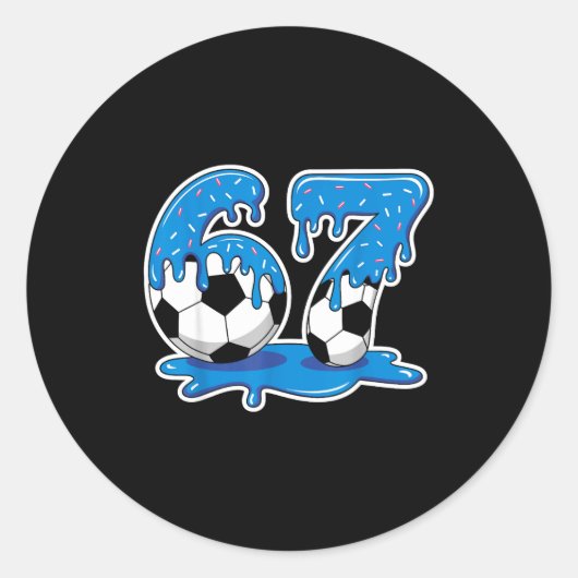 Six Seven Soccer Ice Cream Drip Funny Design  ラウンドシール (正面)