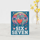 Six Seven Valentine’s Day Dinosaur T-rex For Kids  カード (黄色い花)