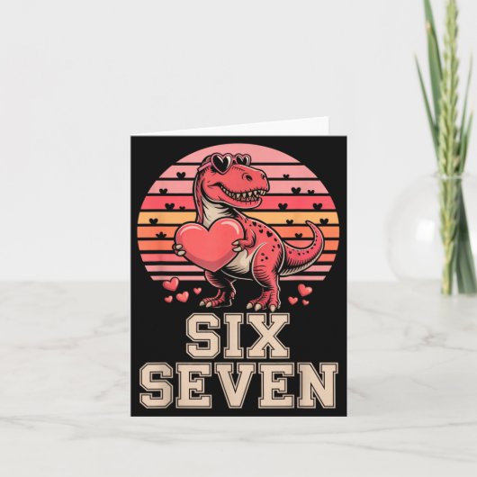 Six Seven Valentine’s Day Dinosaur T-rex For Kids  カード (正面)