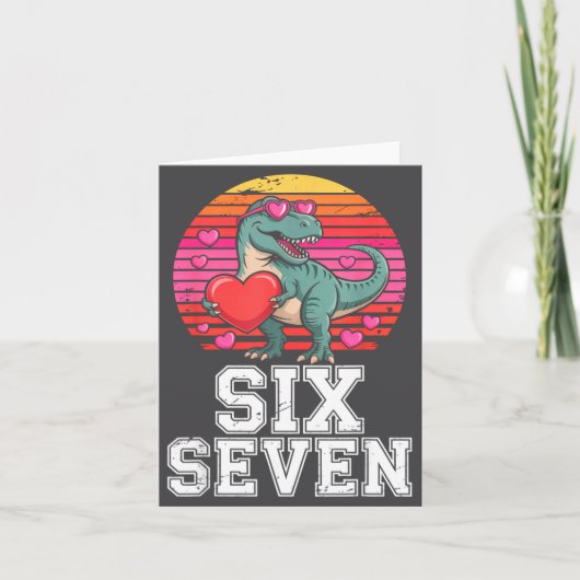 Six Seven Valentine’s Day Dinosaur T-rex For Kids  カード (正面)