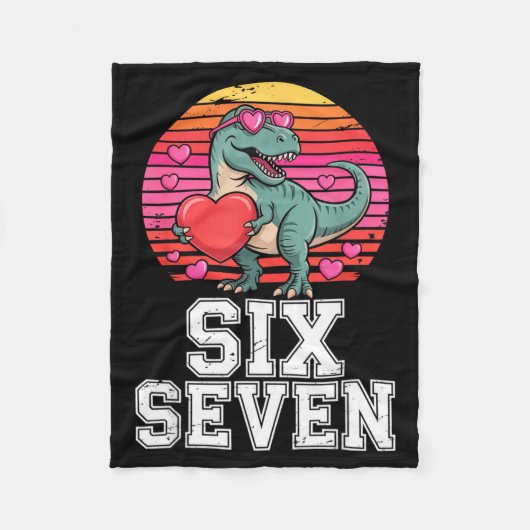 Six Seven Valentine’s Day Dinosaur T-rex For Kids フリースブランケット (正面)