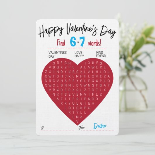 Six Seven Valentine Word Search Heart Exchange 招待状 (スタンド正面)