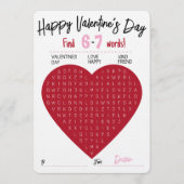Six Seven Valentine Word Search Heart Exchange 招待状 (正面)