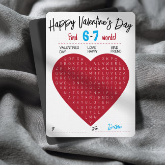 Six Seven Valentine Word Search Heart Exchange 招待状