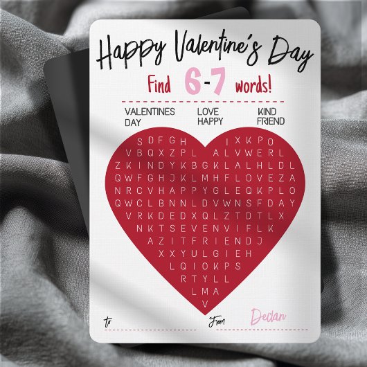 Six Seven Valentine Word Search Heart Exchange 招待状