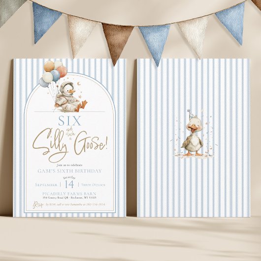 SIX Silly Goose Space Astronaut Boy 4th Birthday 招待状