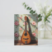 Six-Stringed Dulcimer Vintage Floral ポストカード (スタンド正面)