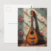 Six-Stringed Dulcimer Vintage Floral ポストカード (正面/裏面)