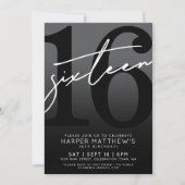 Sixteen Black 16th Birthday 招待状 (正面)