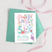 Sixth Birthday Invite Girl, Sweet Sassy Six 招待状