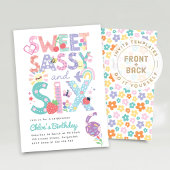 Sixth Birthday Invite Girl, Sweet Sassy Six 招待状