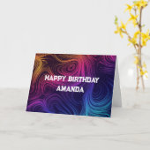 Sixtiesビーサークル&スワーズパターン誕生日 カード (黄色い花)