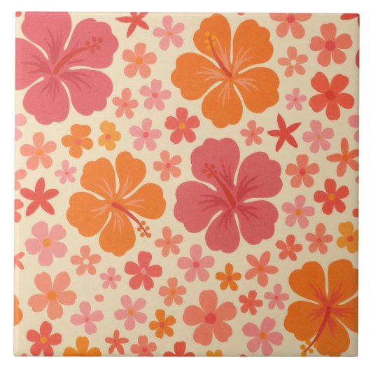 Sixties Hawaiian hibiscus pattern タイル (正面)