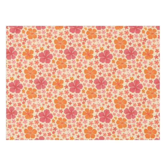 Sixties Hawaiian hibiscus pattern テーブルクロス (正面(横))
