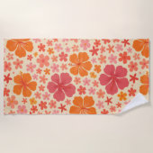 Sixties Hawaiian hibiscus pattern ビーチタオル (正面)