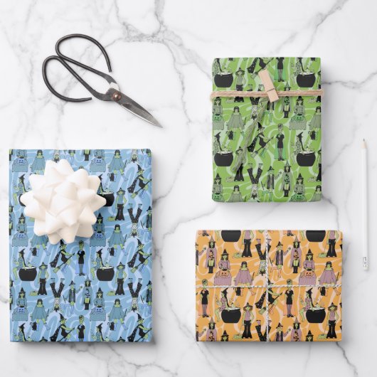 Sixties Witches - Retro Fashion Halloween ラッピングペーパーシート (正面)