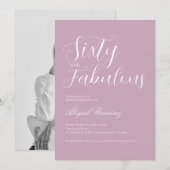 Sixtieth Birthday Party Invitation Lavender Photo 招待状 (正面/裏面)