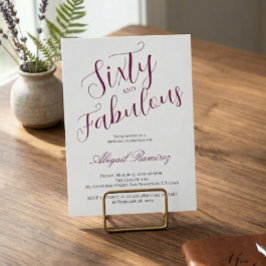 Sixtieth Birthday Party Invitation White Photo 招待状