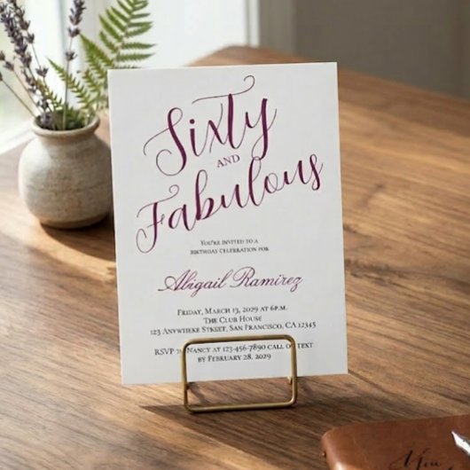 Sixtieth Birthday Party Invitation White Photo  招待状