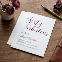 Sixtieth Birthday Party Invitation White Photo 招待状