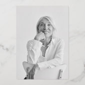 Sixtieth Birthday Party Rich Navy Blue Gold Photo  箔シーズンカード (裏面)