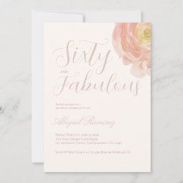 Sixtieth Birthday Party Soft Rose Pastel Photo 招待状