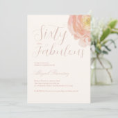 Sixtieth Birthday Party Soft Rose Pastel Photo  招待状 (スタンド正面)