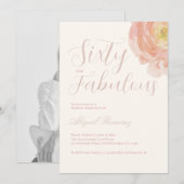 Sixtieth Birthday Party Soft Rose Pastel Photo  招待状 (正面/裏面)