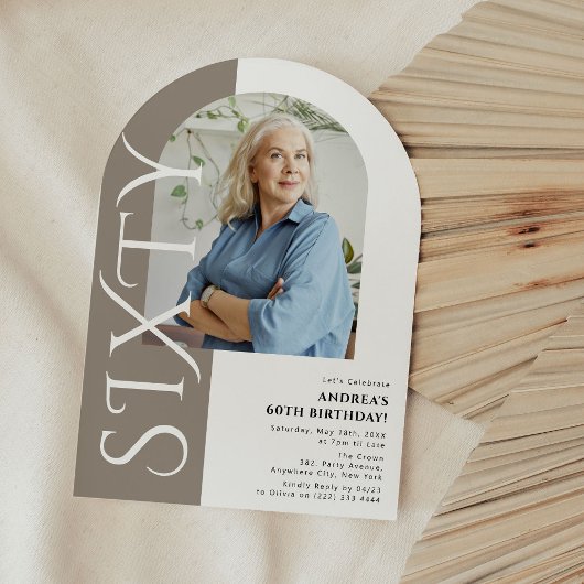 SIXTY ミニマル Arch写真60誕生日 招待状