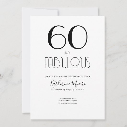 Sixty and Fabulous 50th Birthday Party  招待状 (正面)