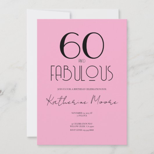 Sixty and Fabulous 60th Birthday Party  招待状 (正面)