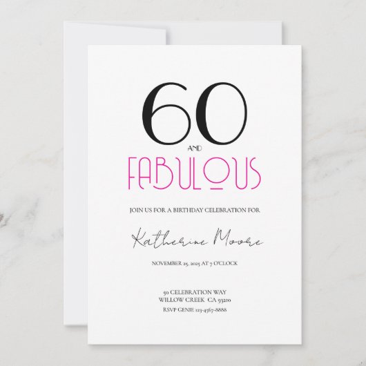 Sixty and Fabulous 60th Birthday Party 招待状 (正面)