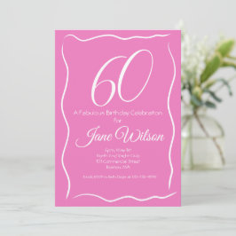 Sixty And Fabulous Birthday Invitation Chic Pink 招待状