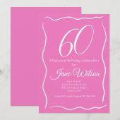  Sixty And Fabulous Birthday Invitation Chic Pink  招待状 (正面/裏面)
