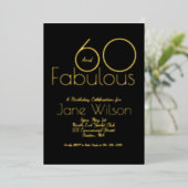  Sixty And Fabulous Birthday Invitation Chic Pink  箔招待状 (立ち正面)