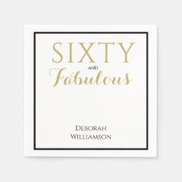 Sixty and Fabulous Black Gold 60th Birthday スタンダードカクテルナプキン