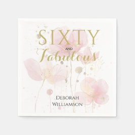 Sixty and Fabulous Black Pink 60th Birthday スタンダードカクテルナプキン