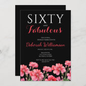 Sixty and Fabulous Black Pink 60th Birthday 招待状 (正面/裏面)