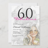 Sixty and Fabulous Black Pink 60th Birthday 招待状 (正面)