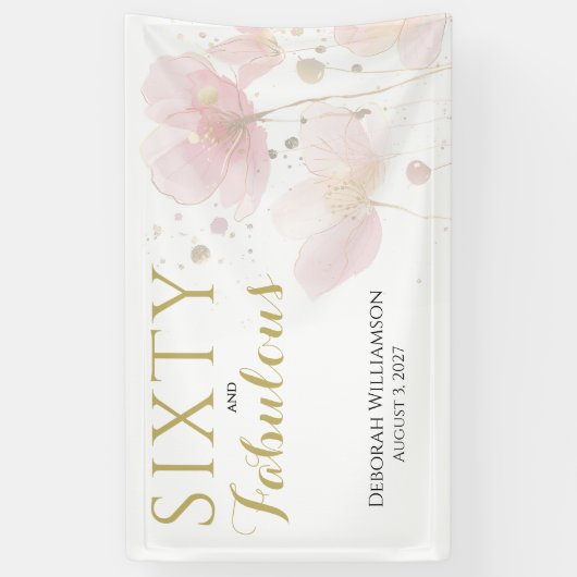 Sixty and Fabulous Black Pink 60th Birthday 横断幕 (縦)