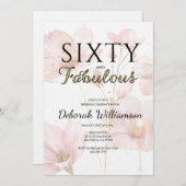 Sixty and Fabulous Black Pink 60th Birthday Party 招待状 (正面/裏面)