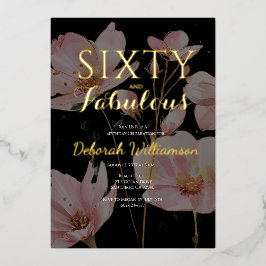 Sixty and Fabulous Black Pink 60th Birthday Party 箔招待状