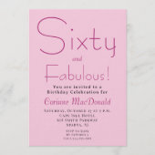 Sixty and Fabulous Blush Pink 60th Birthday Party 招待状 (正面)