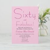 Sixty and Fabulous Blush Pink 60th Birthday Party 招待状 (スタンド正面)