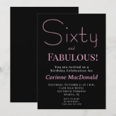 Sixty and Fabulous Blush Pink 60th Birthday Party 招待状 (正面/裏面)