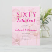 Sixty and Fabulous Blush Pink Floral 60th Birthday 招待状 (スタンド正面)
