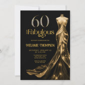 Sixty and Fabulous Gold Dress 60th Birthday 招待状 (正面)