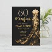Sixty and Fabulous Gold Dress 60th Birthday 招待状 (スタンド正面)