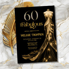 Sixty and Fabulous Gold Dress 60th Birthday 招待状