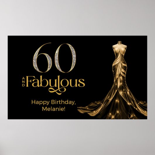 Sixty and Fabulous Gold Dress Black 60th Birthday ポスター (正面)